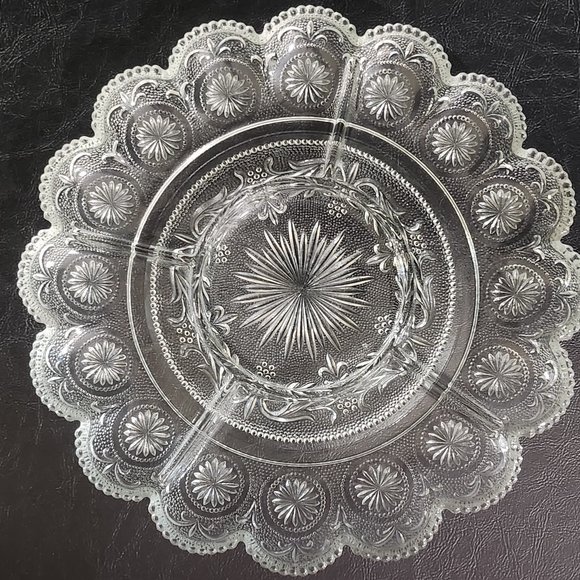 Rare Find: 1970 Sandwich Glass Clear Egg Oyster Serving Plate Brockway Glass Ame - Picture 1 of 10